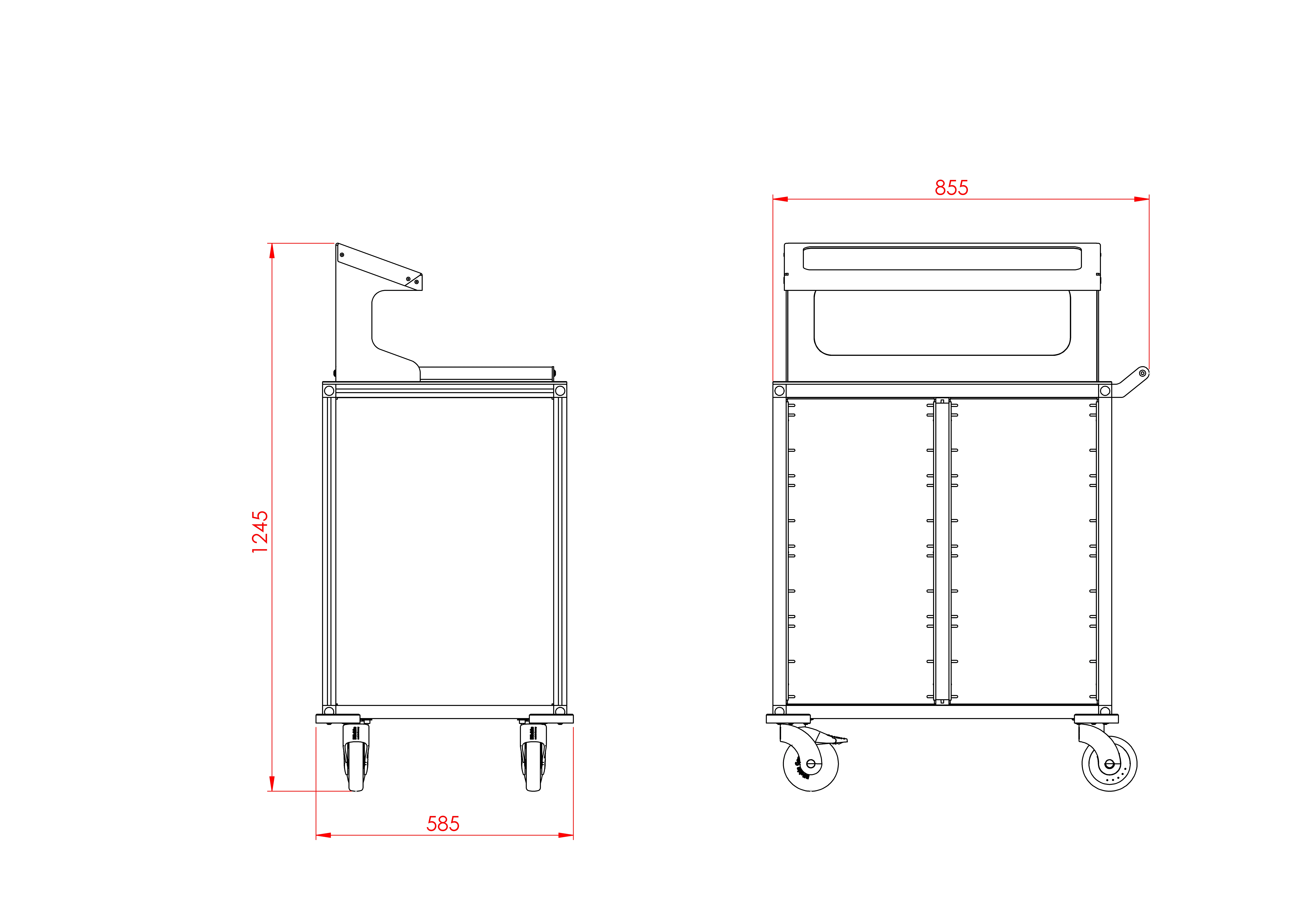 Plan coté du TrolleyServe sans tablette